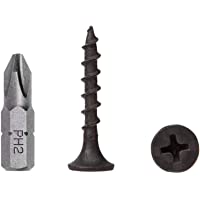 Paquete de 100 tornillos de acero al carbono fosfato negro 3-5 x 25 mm- tornillos para madera- cabeza de bueyes Phillips…